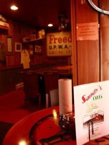 A view of menu at Sandy's Pizza.